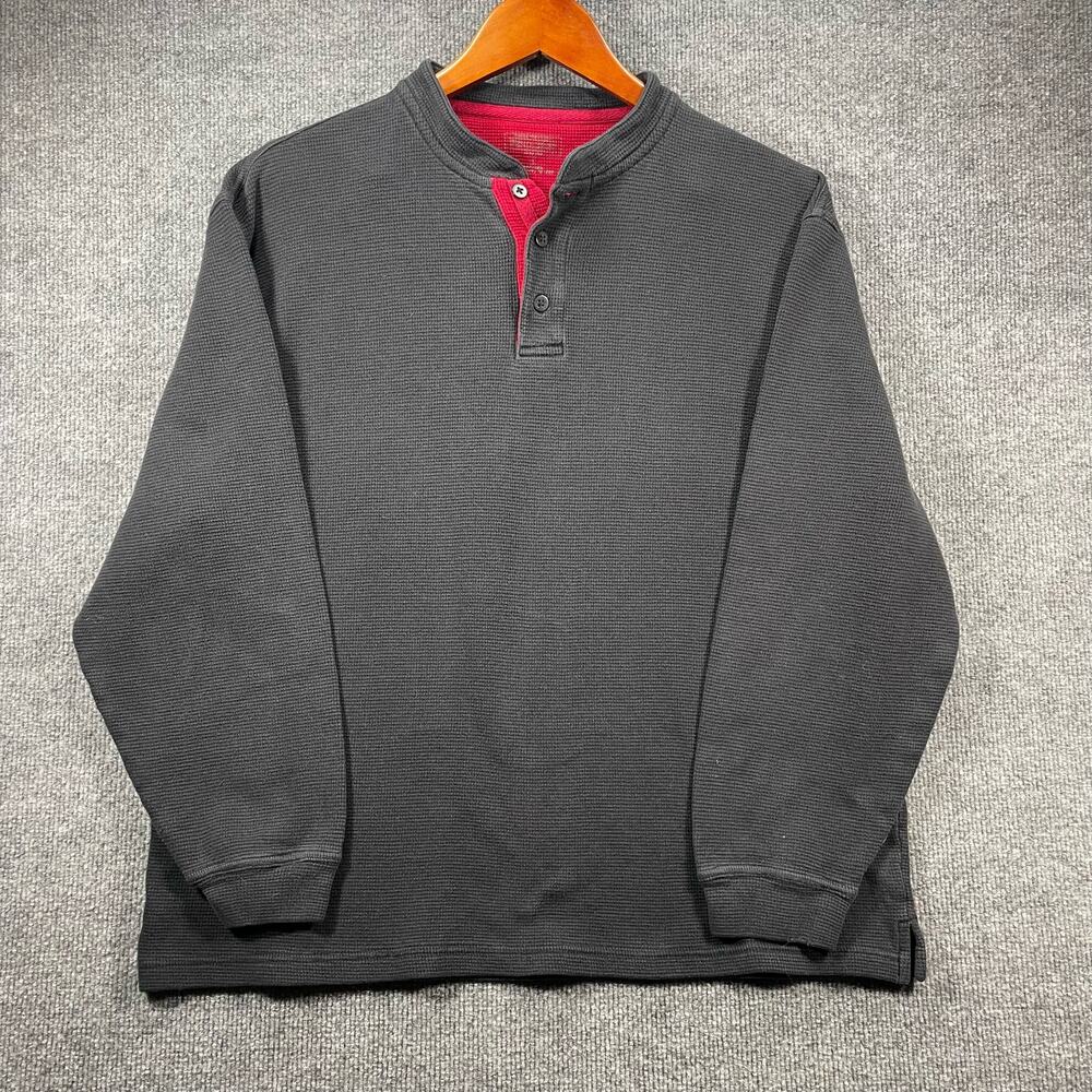 Pendleton Henley Thermal Shirt Men's Large Black Long Sleeve Outdoors Warm